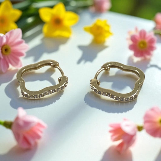 Clover Style 14k Gold Electroplated Earrings