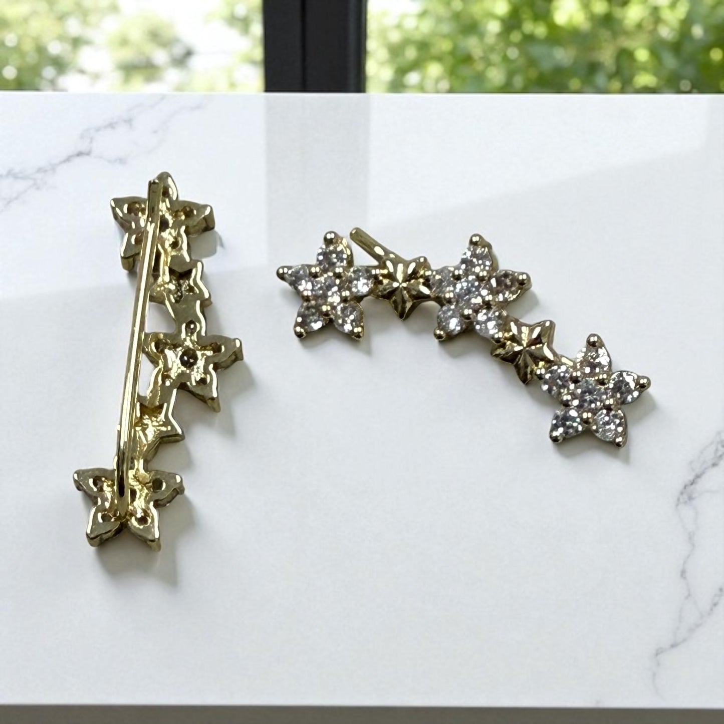 Stars with Cz 14k Gold Electroplated Earrings