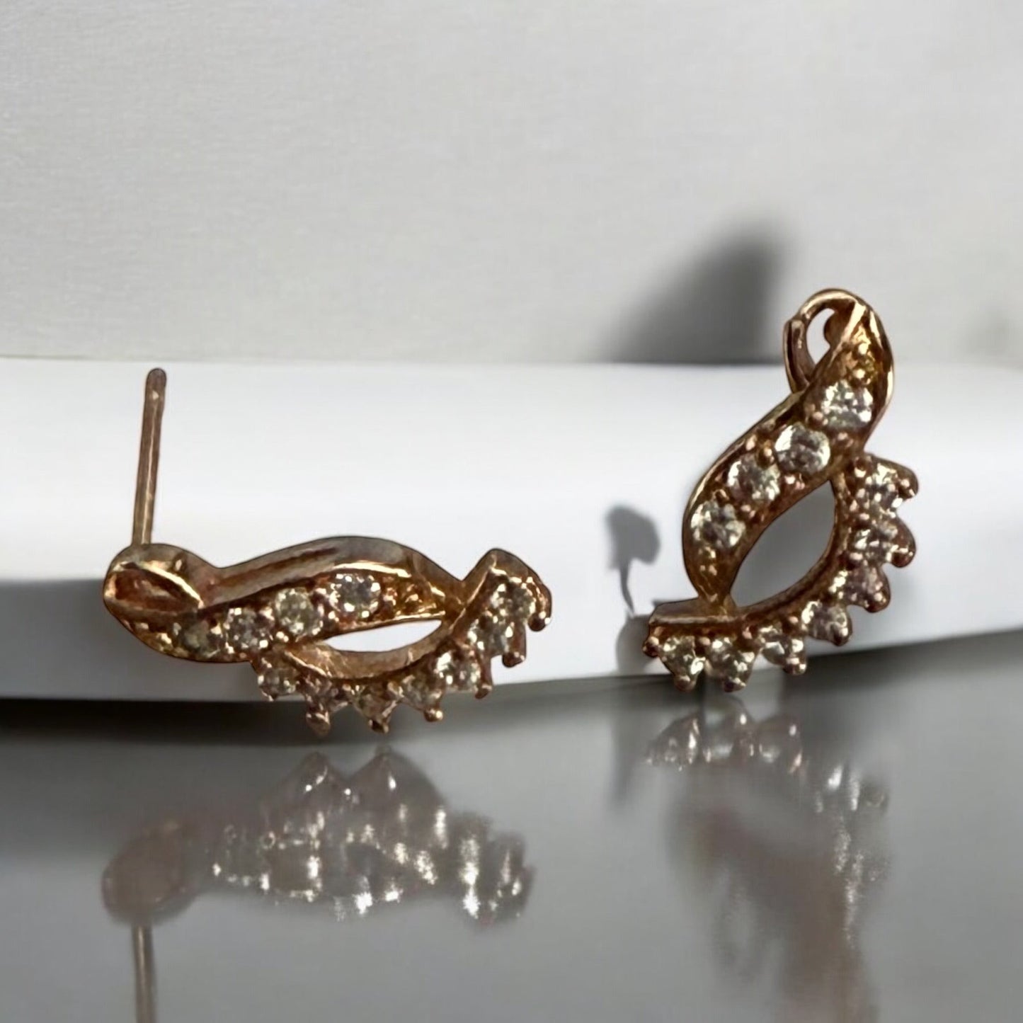 CZ Stone 18k Gold Electroplated Earrings