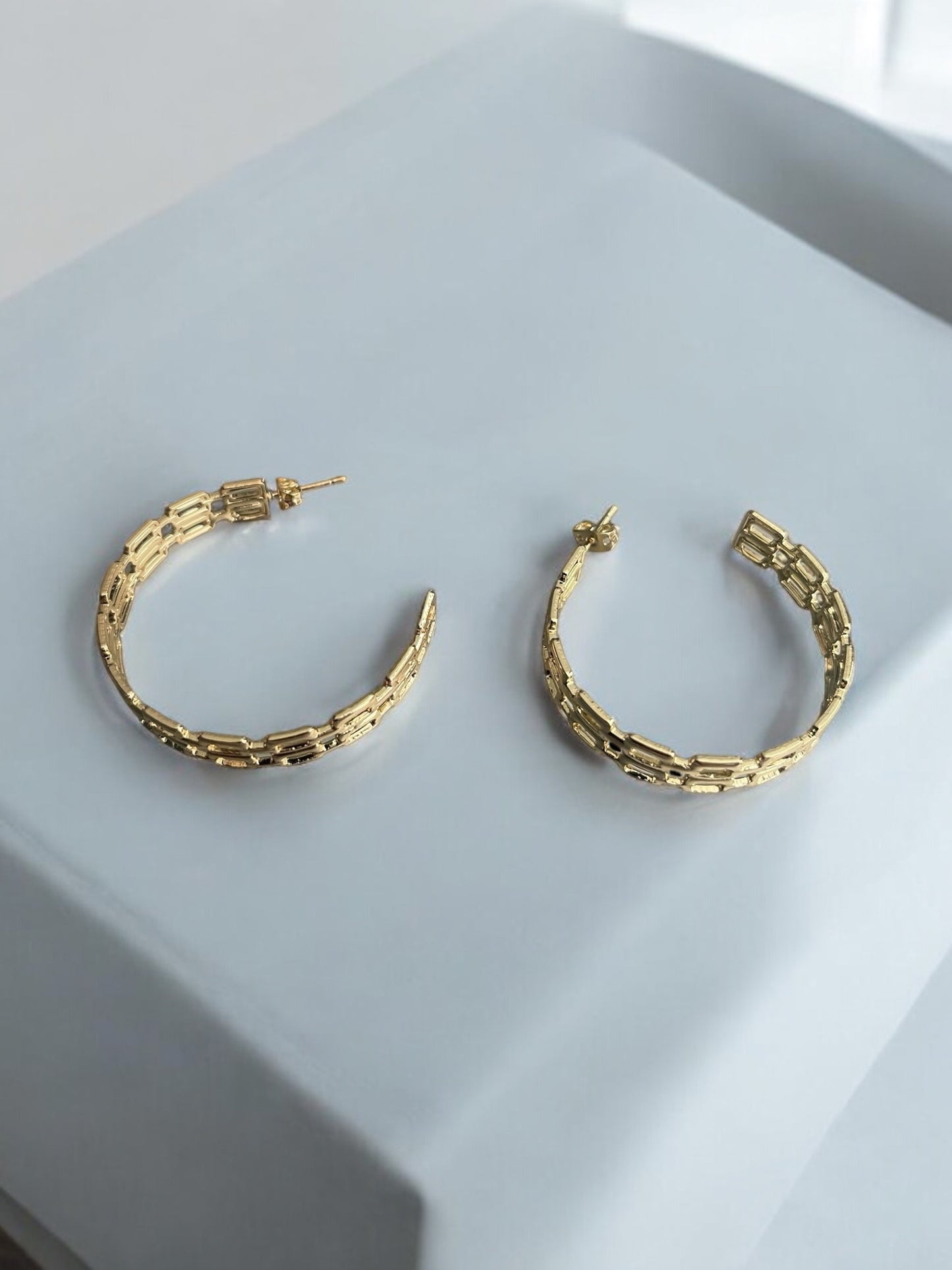 Double Chain 14k Gold Electroplated Earrings
