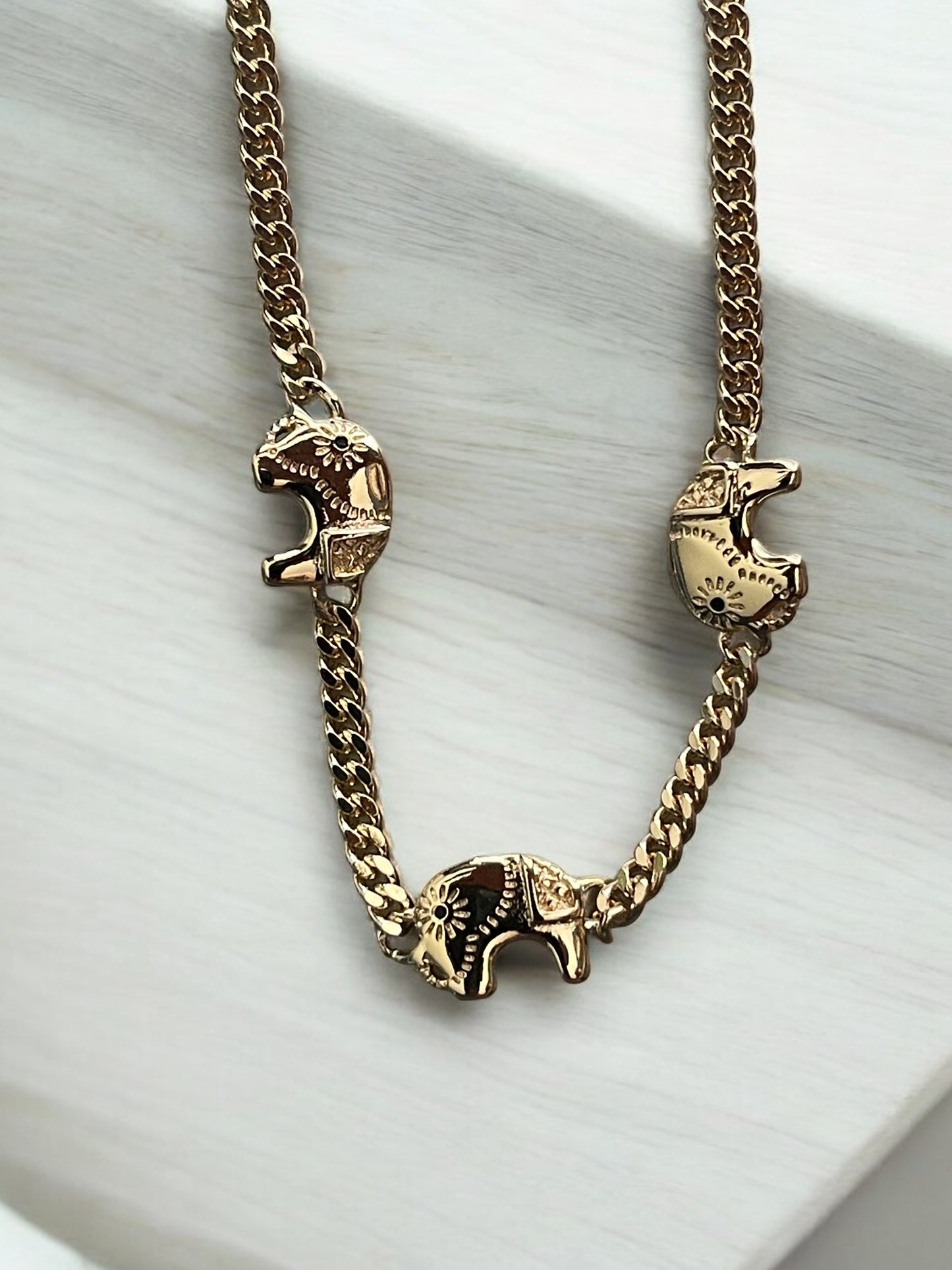 Elephant Chain 14k Gold Electroplated Bracelet