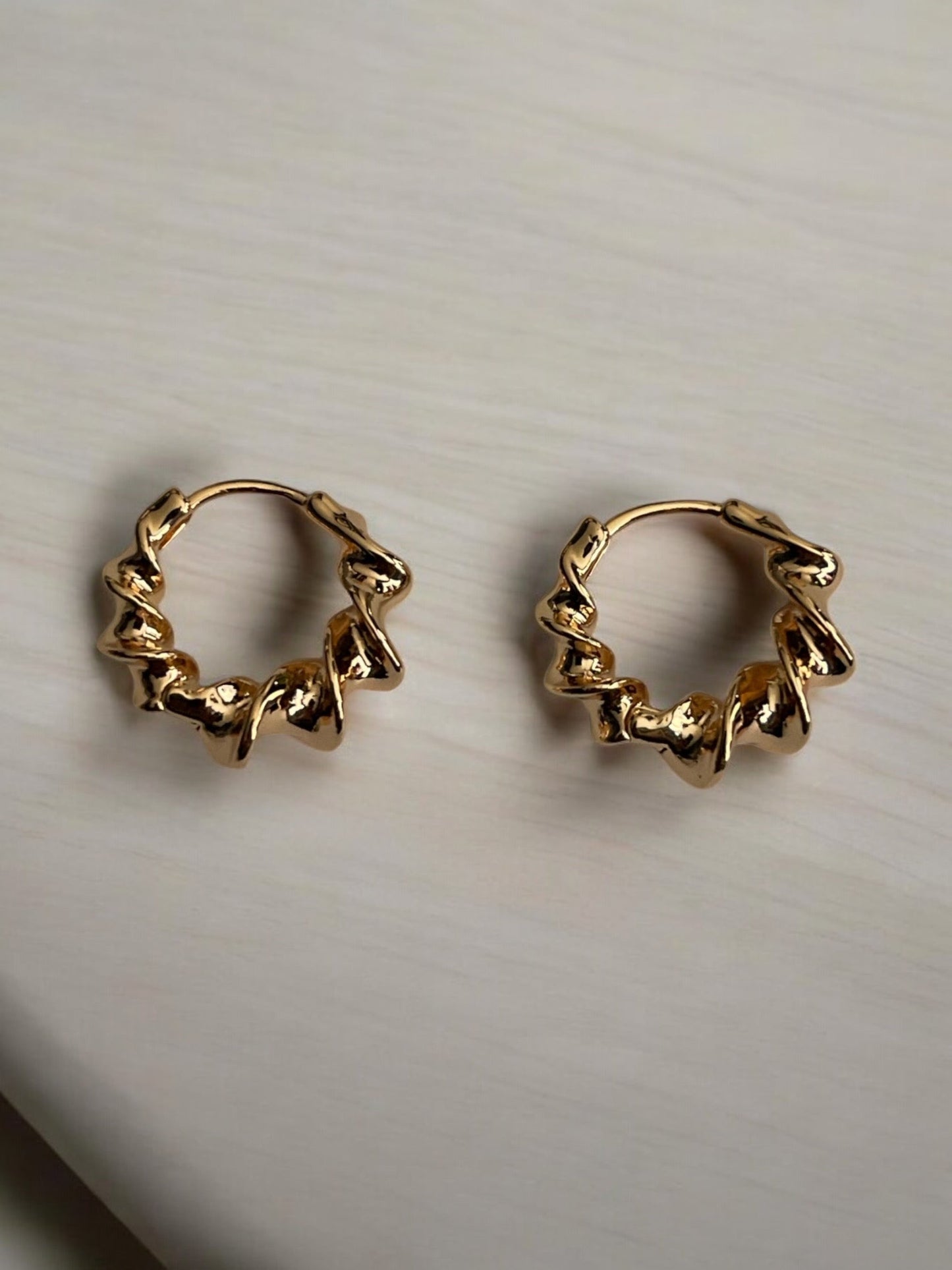 Swirl Style 18k Gold Electroplated Hoop Earrings