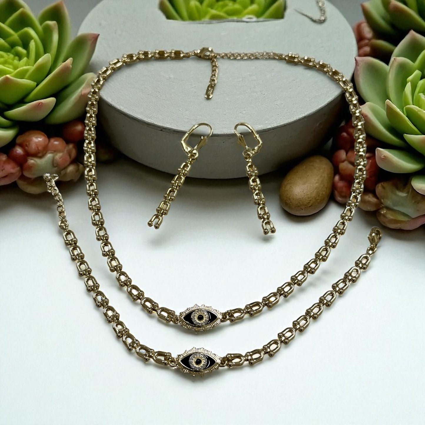 Evil Eye 14k Gold Electroplated Set