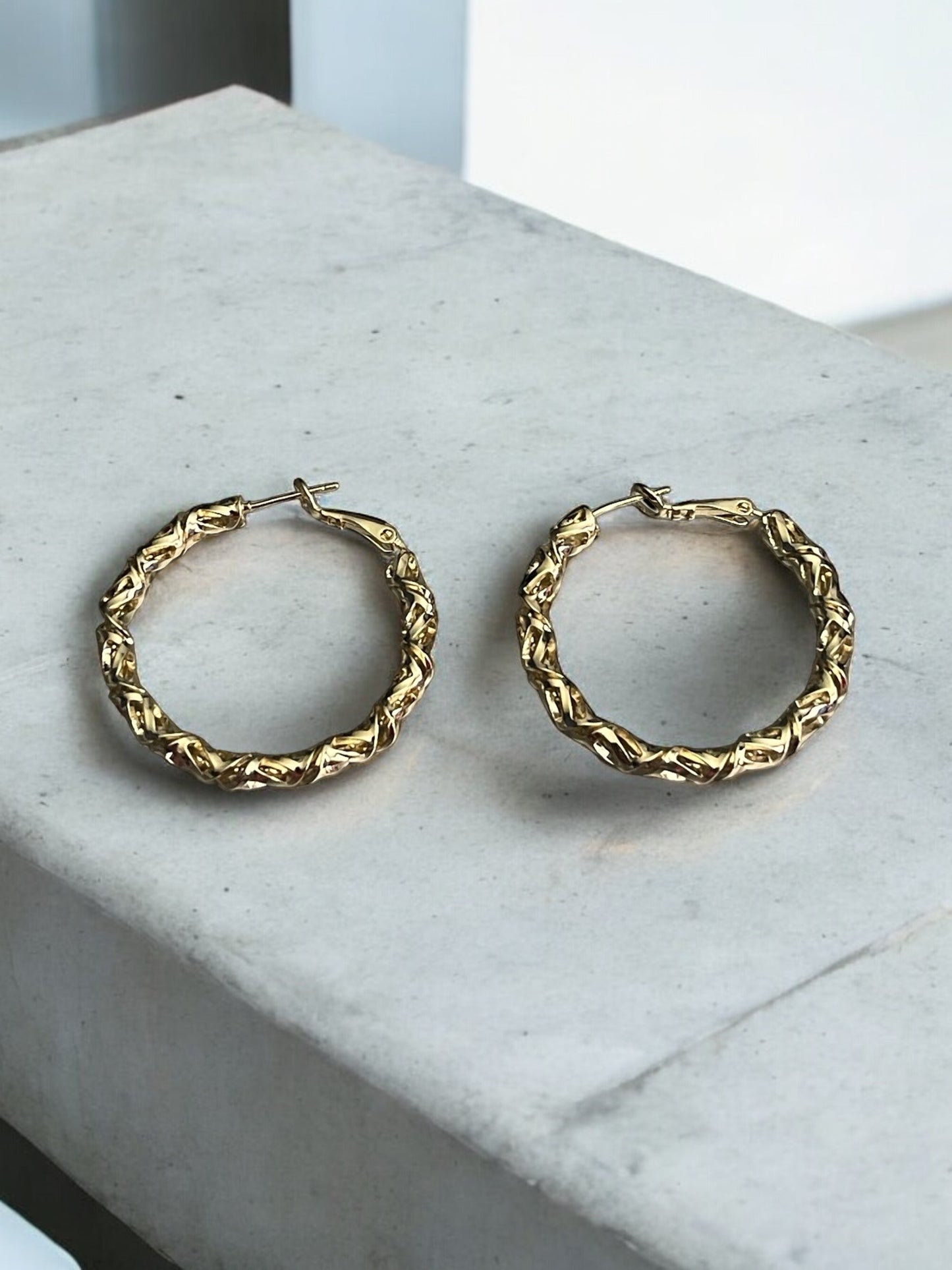 Swirl Design 14k Gold Electroplated Earrings