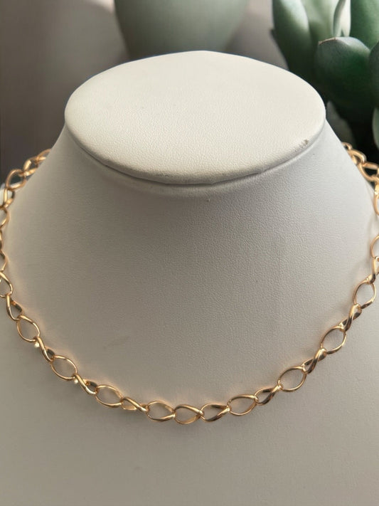 Wide Chain Link Style 18k Gold Electroplated Necklace