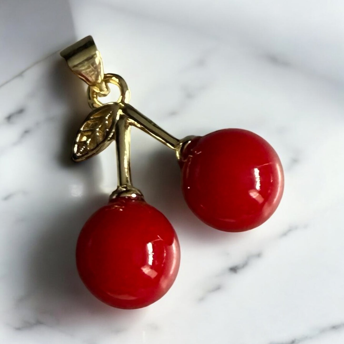 Cherries Style 14K Gold Electroplated Pendant