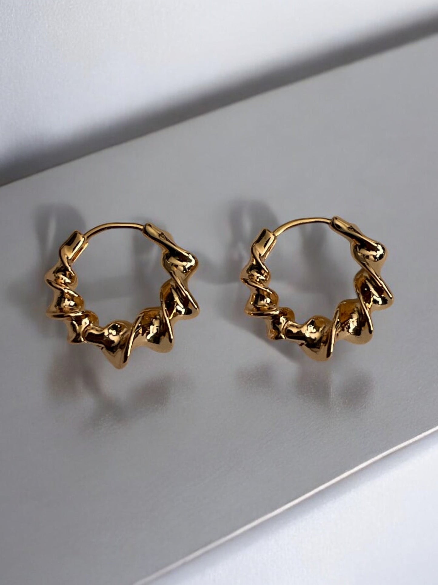 Swirl Style 18k Gold Electroplated Hoop Earrings