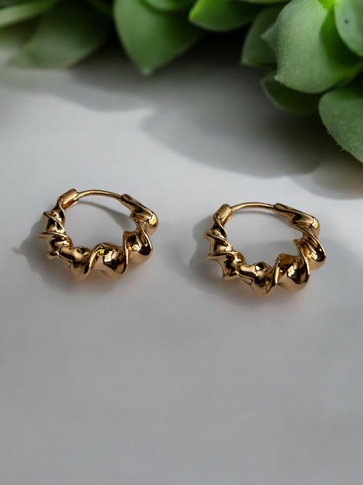 Swirl Style 18k Gold Electroplated Hoop Earrings