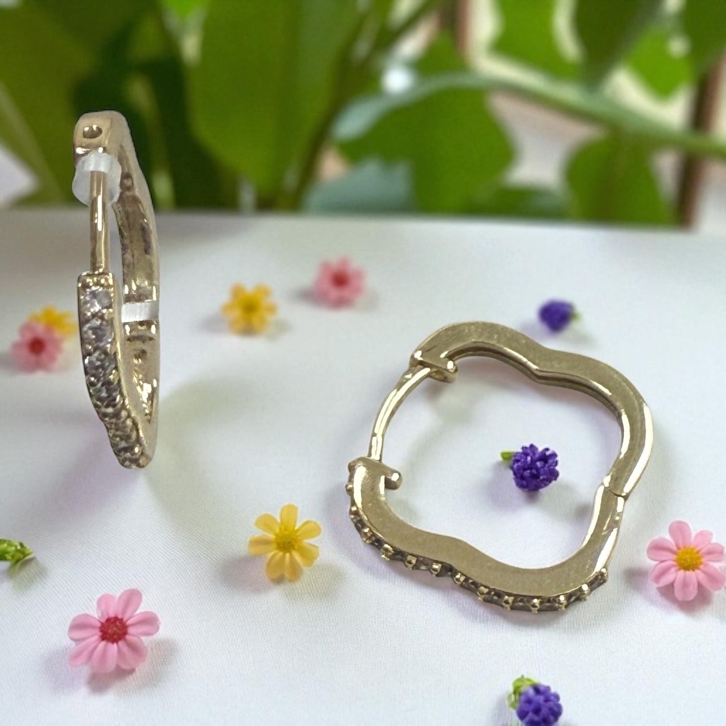 Clover Style 14k Gold Electroplated Earrings