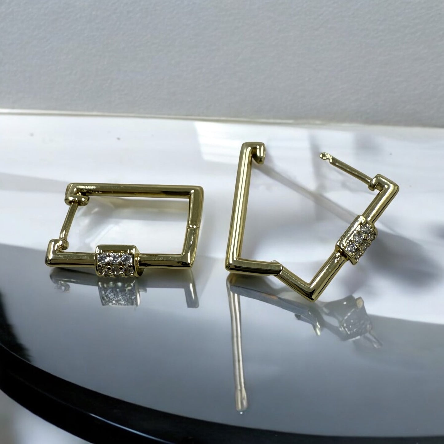 Square 14k Gold Electroplated Earrings