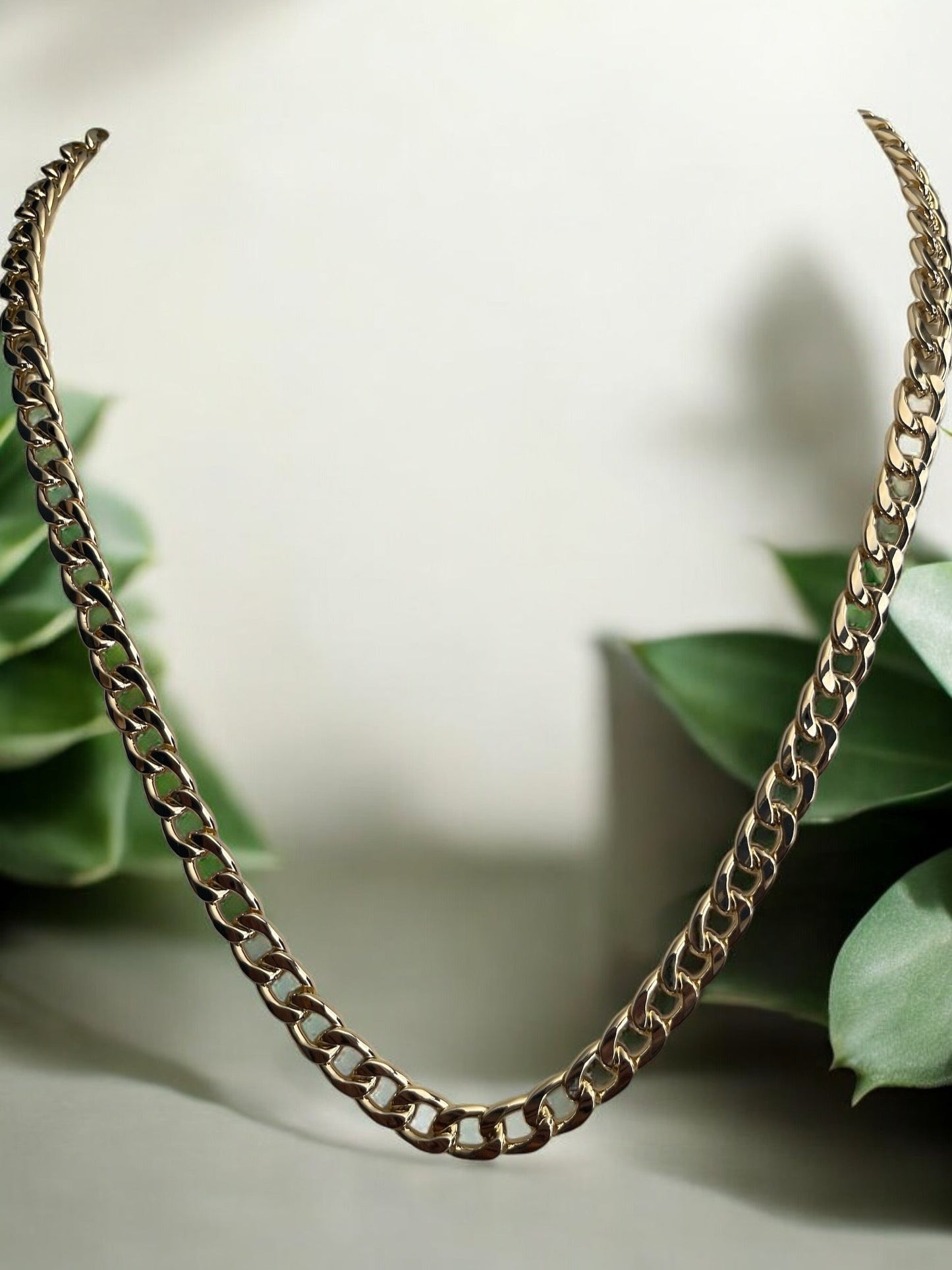Cuban Link Style 14k Gold Electroplated Necklace