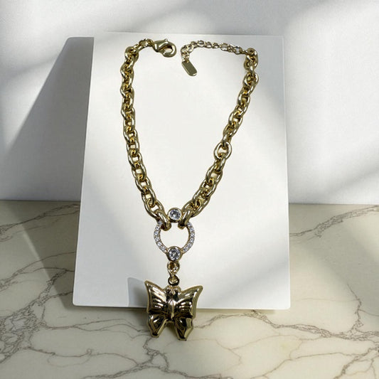 Butterfly Charm 14k Gold Electroplated Bracelet