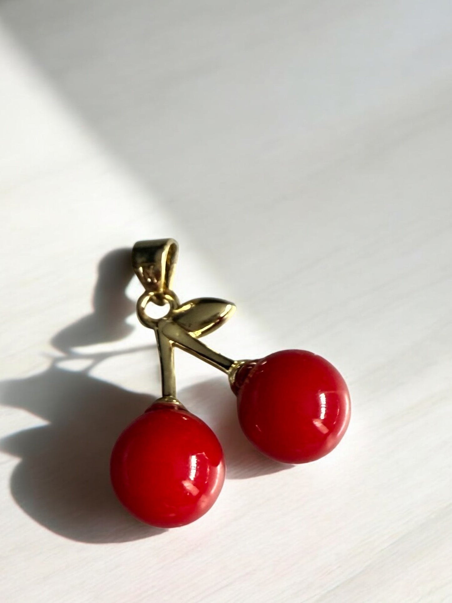 Cherries Style 14K Gold Electroplated Pendant