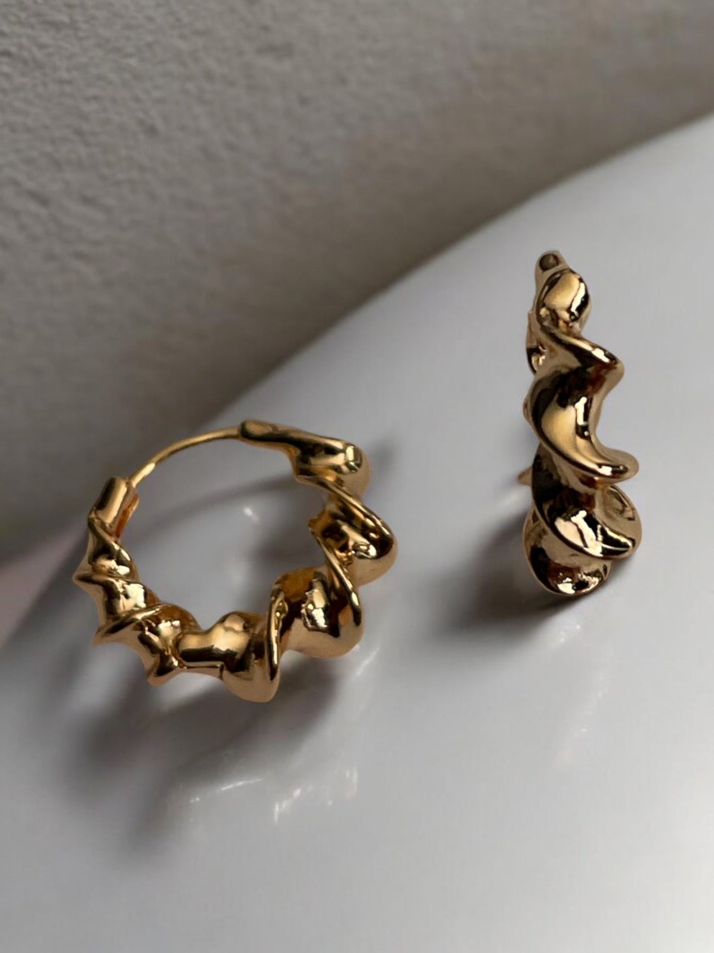 Swirl Style 18k Gold Electroplated Hoop Earrings