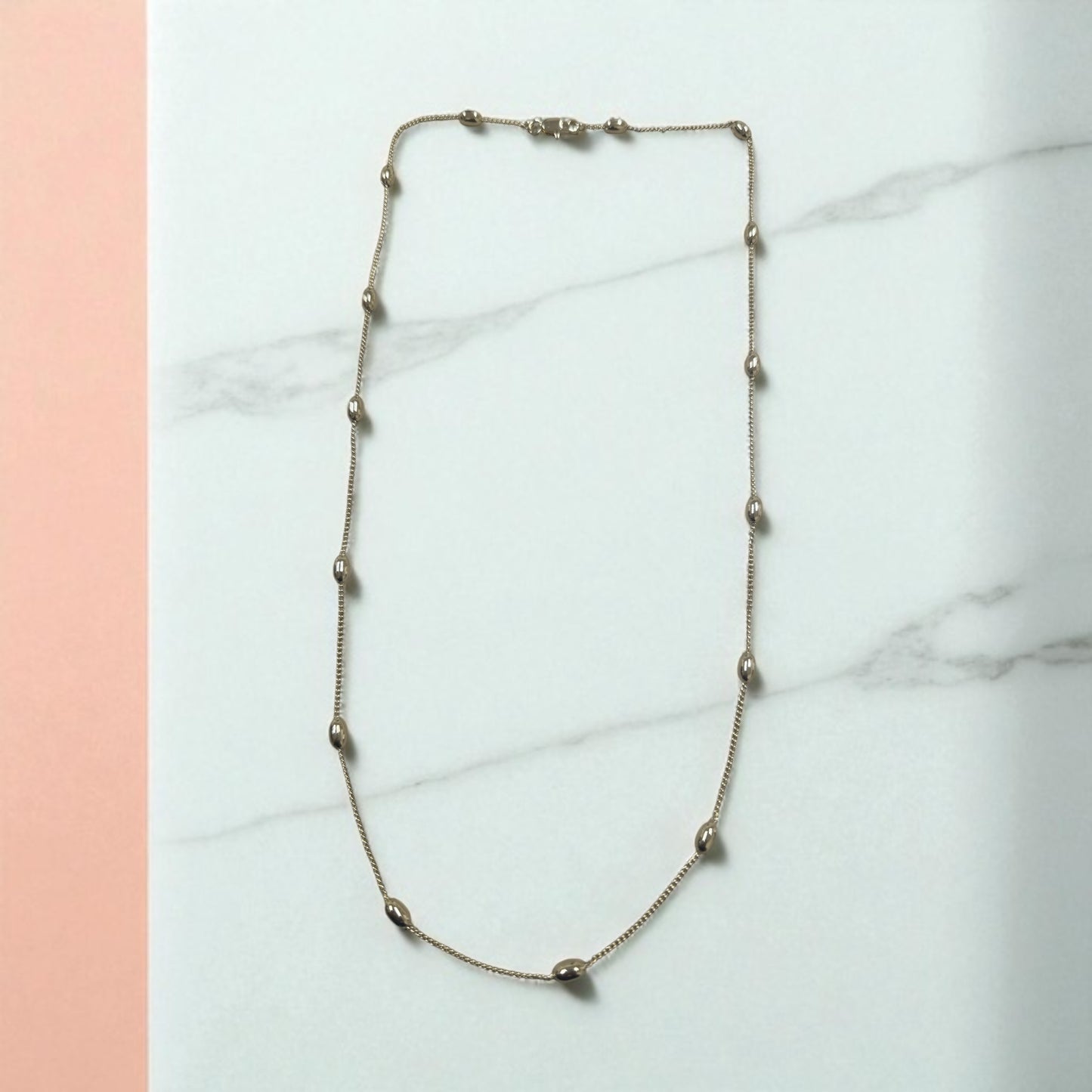 Oval Beaded 14k Gold Electroplated Chain