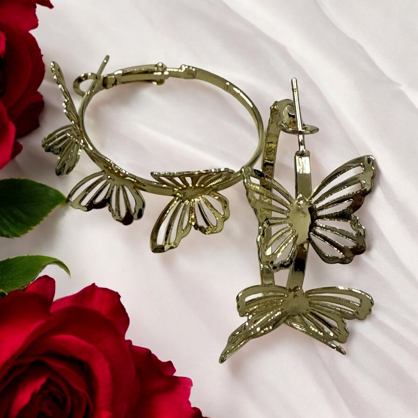 Butterflies Theme 14k Gold Electroplated Earrings