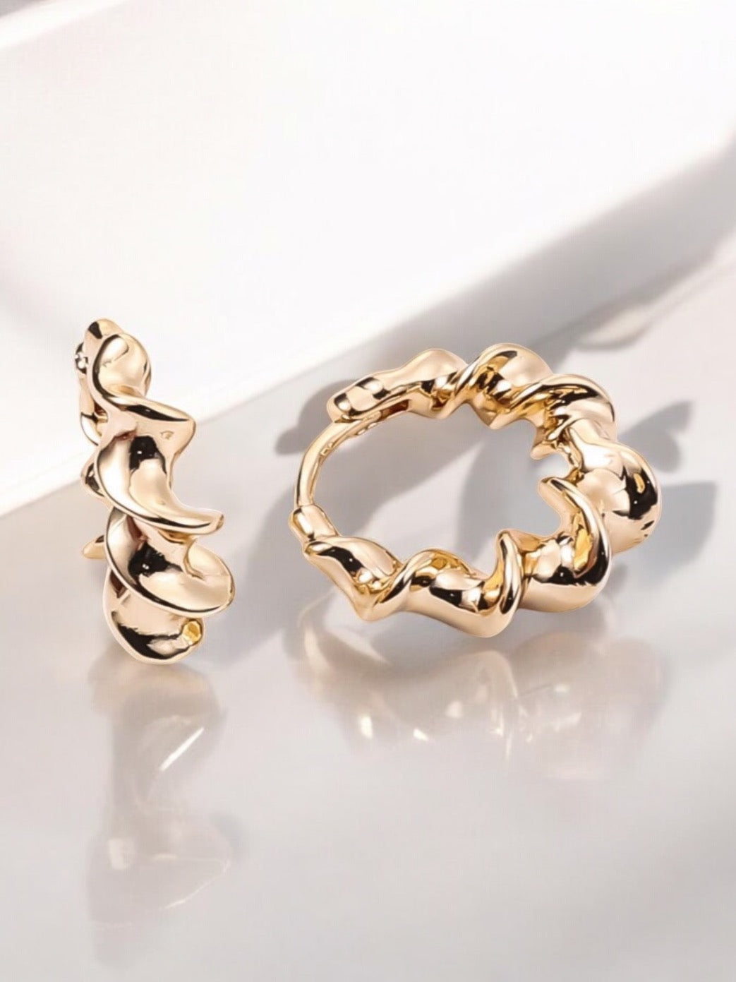 Swirl Style 18k Gold Electroplated Hoop Earrings