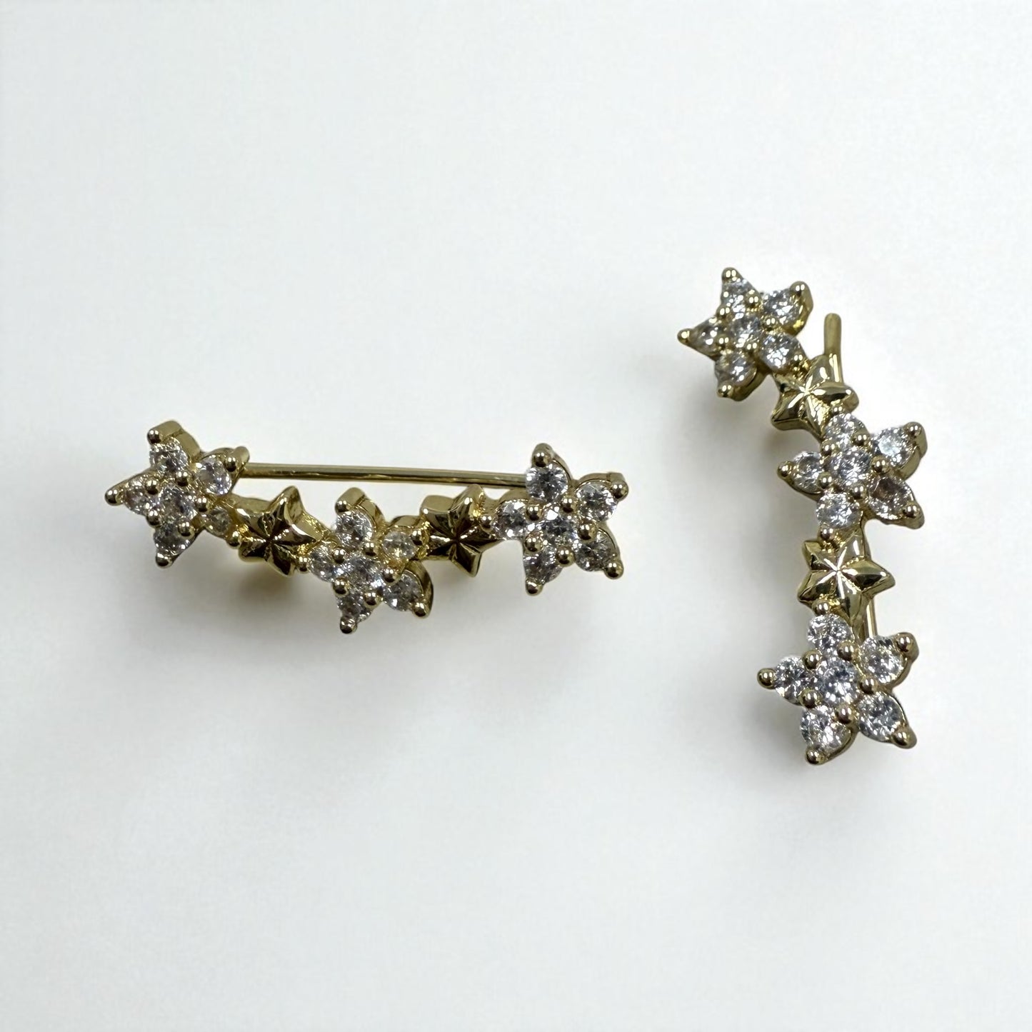 Stars with Cz 14k Gold Electroplated Earrings