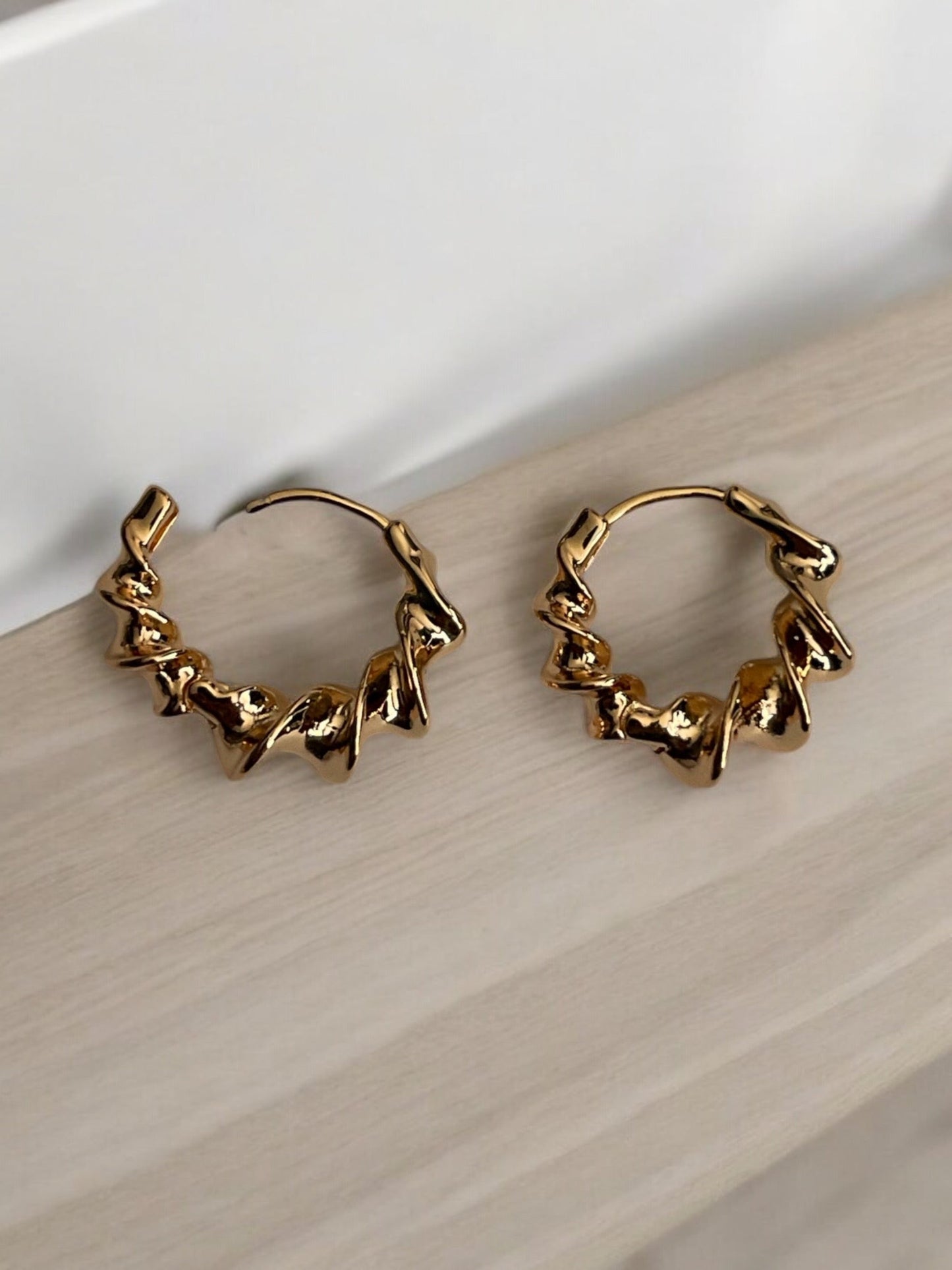 Swirl Style 18k Gold Electroplated Hoop Earrings