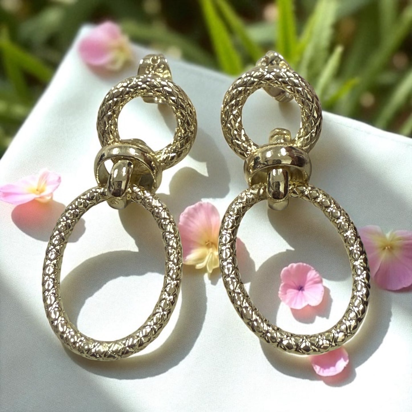 Chain Link Style 14k Gold Electroplated Earrings