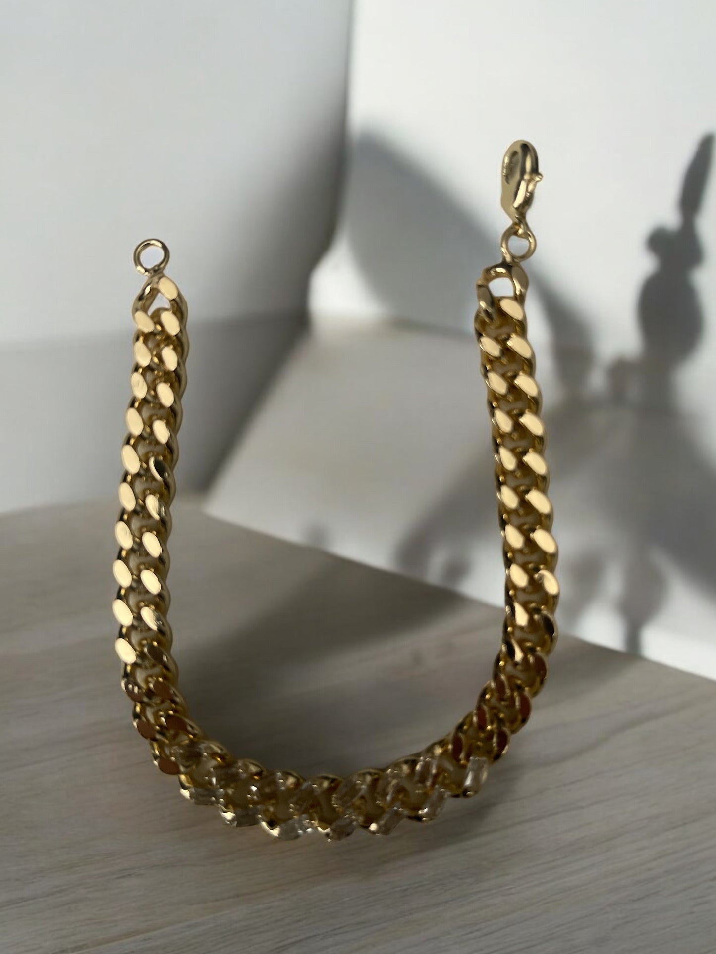 Cuban Style 14k Gold Electroplated CZ Bracelet