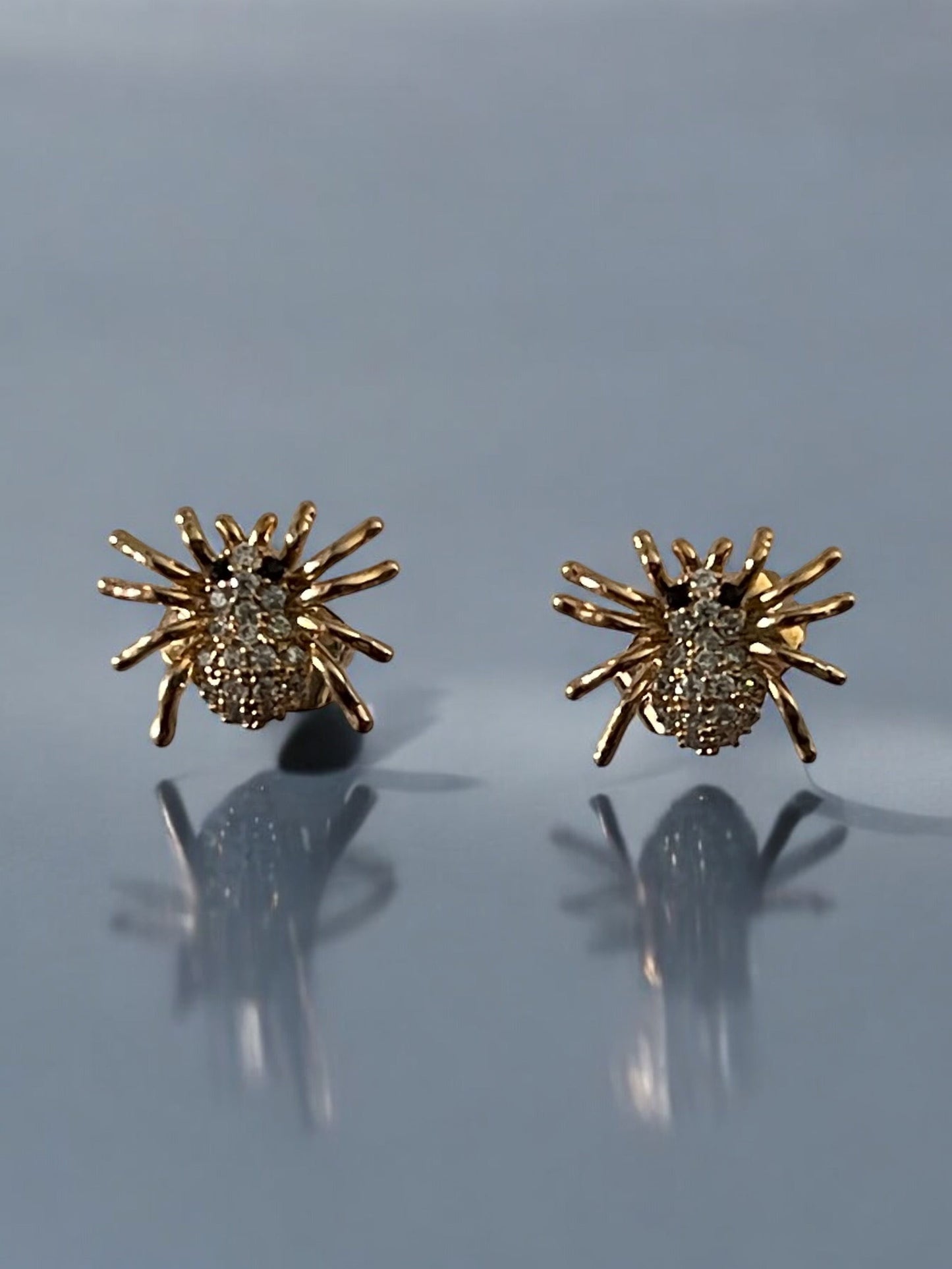 Spider Theme with Cz 18k Gold Electroplated Earrings
