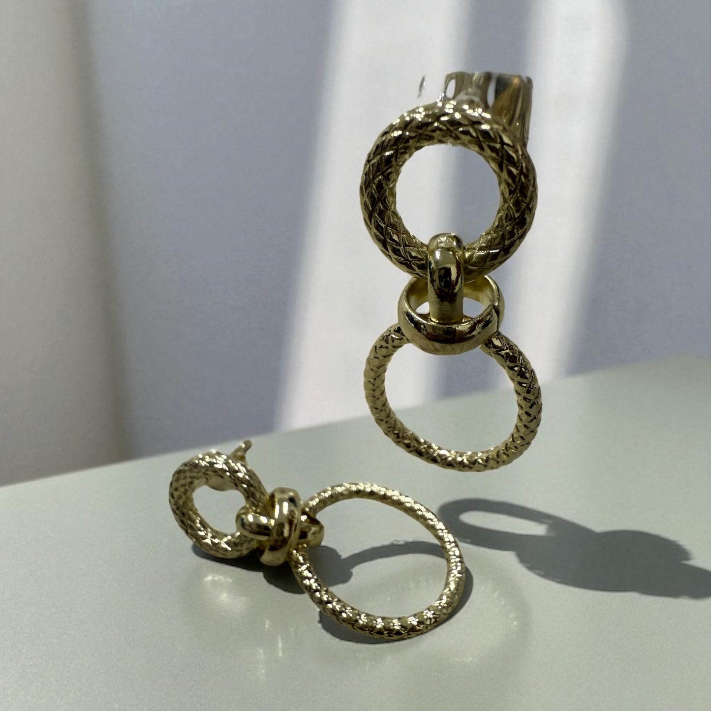 Chain Link Style 14k Gold Electroplated Earrings