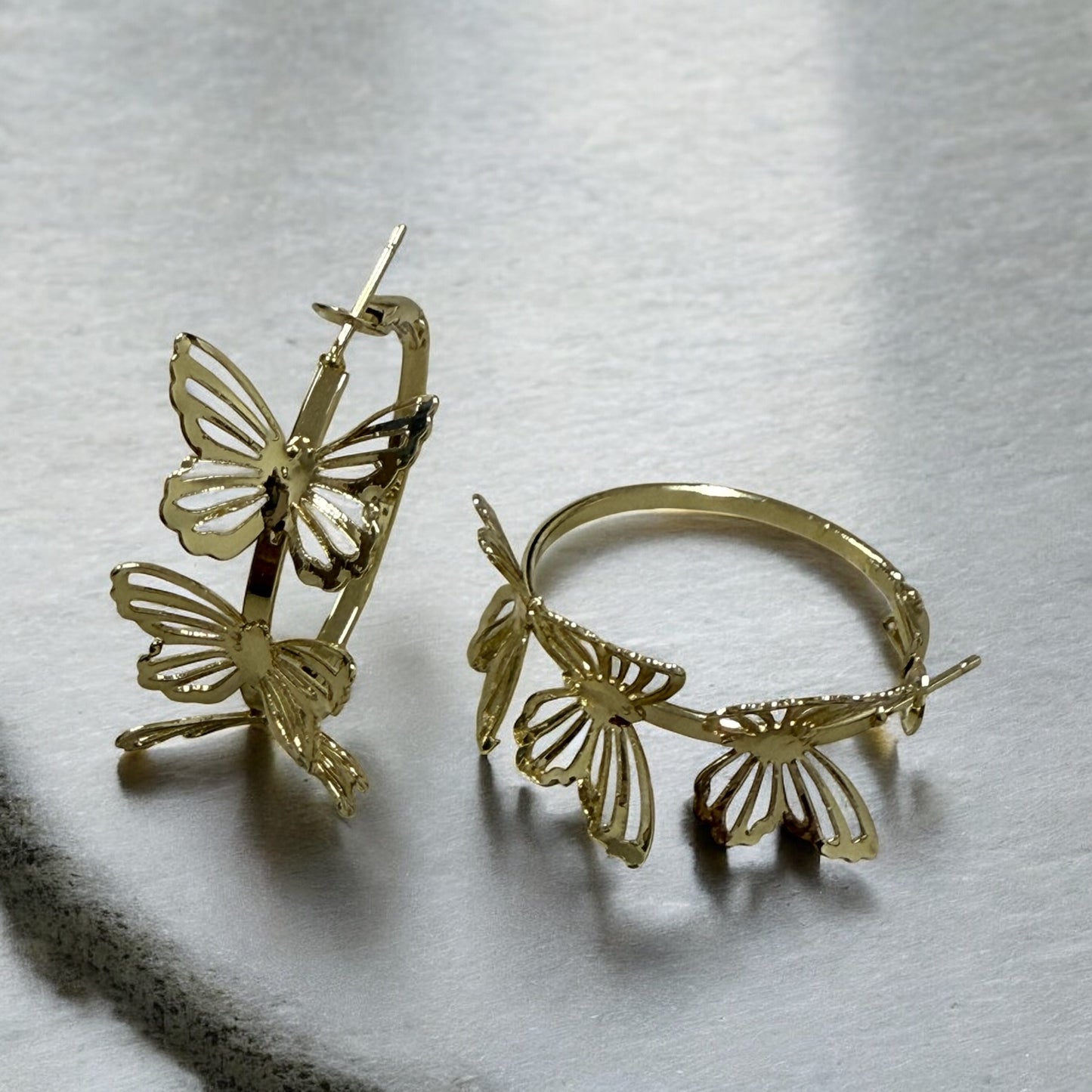 Butterflies Theme 14k Gold Electroplated Earrings