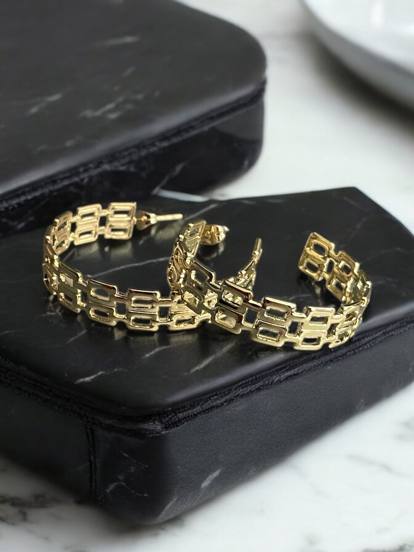 Double Chain 14k Gold Electroplated Earrings