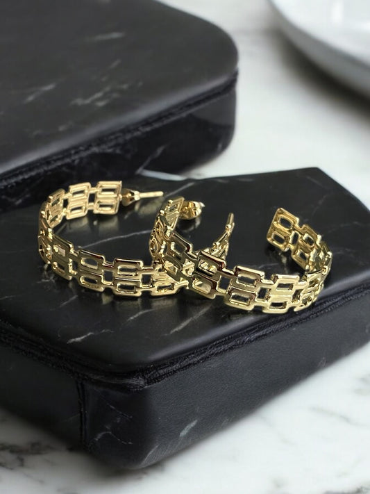 Double Chain 14k Gold Electroplated Earrings