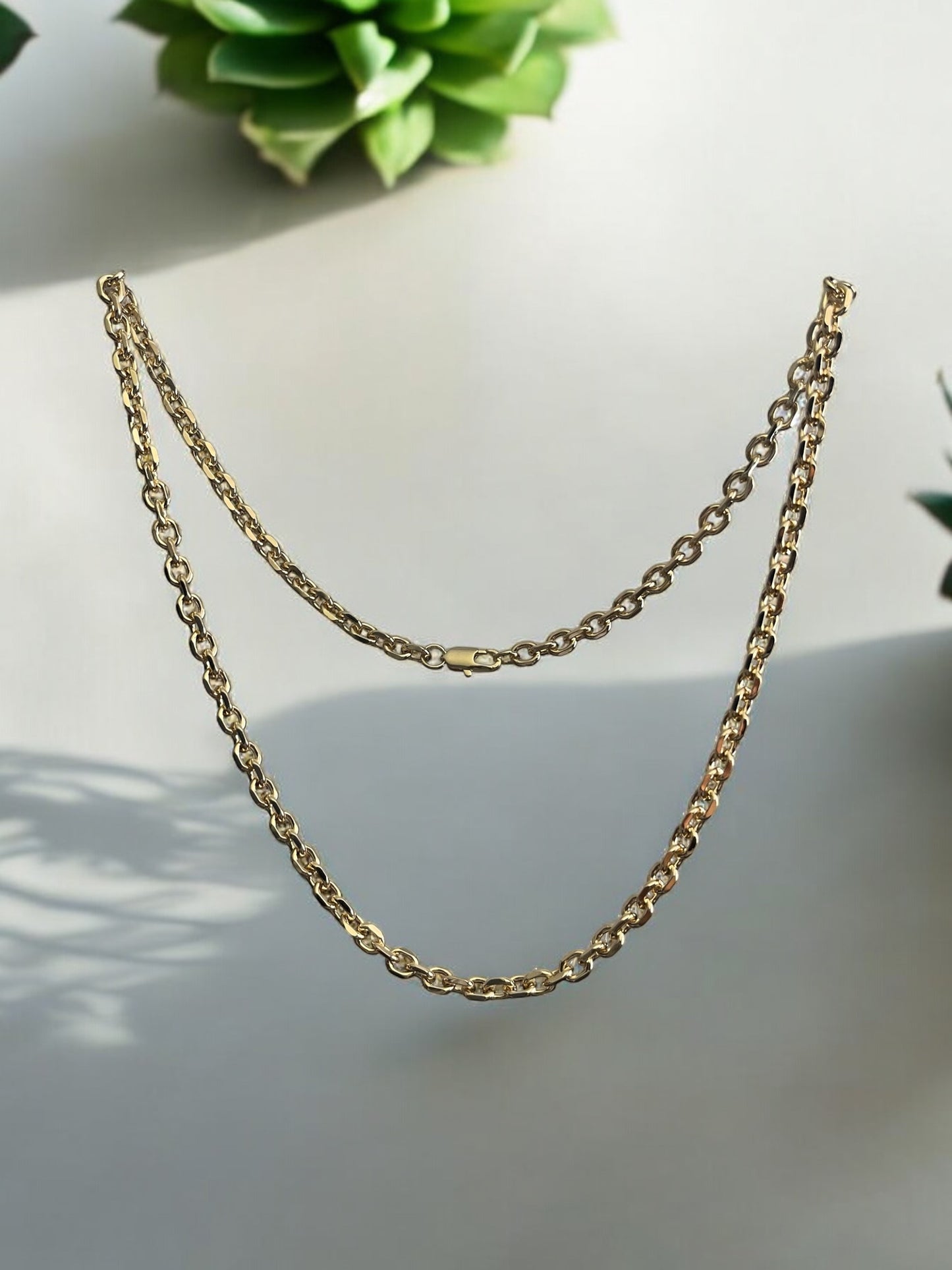 Rolo Flat Link 14k Gold Electroplated Necklace