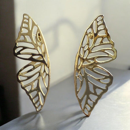 Butterfly Wing 14k Gold Electroplated Earrings