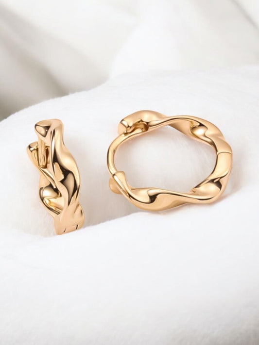 Swirl Style 18k Gold Electroplated Hoop Earrings