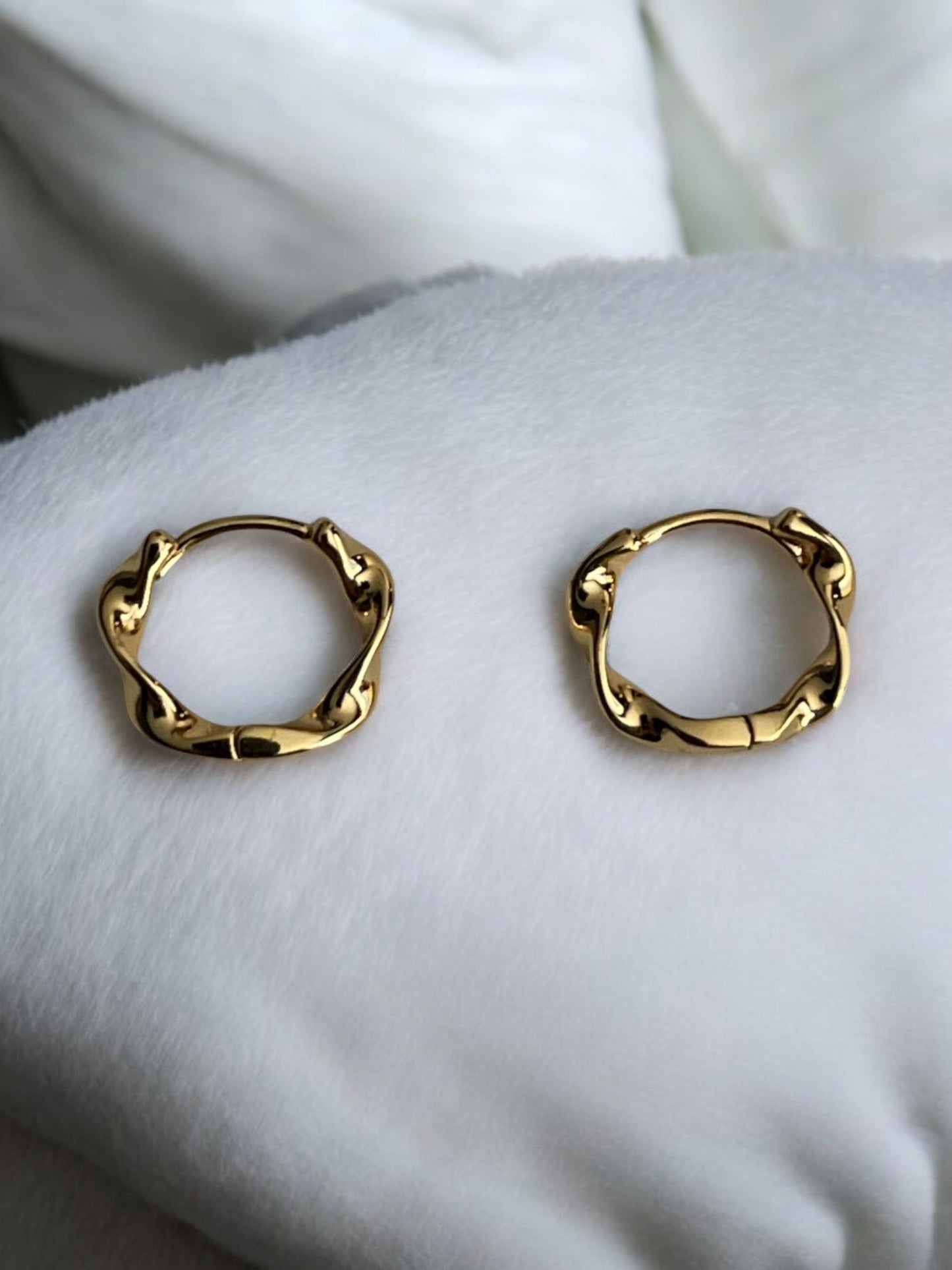 Swirl Style 18k Gold Electroplated Hoop Earrings