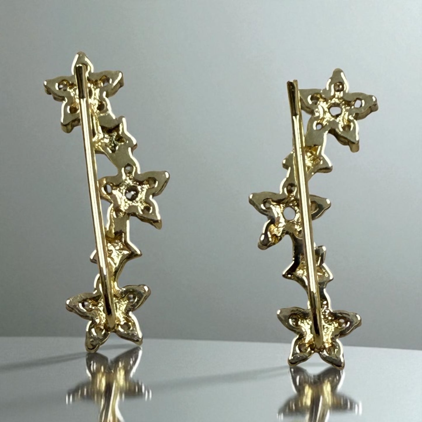 Stars with Cz 14k Gold Electroplated Earrings