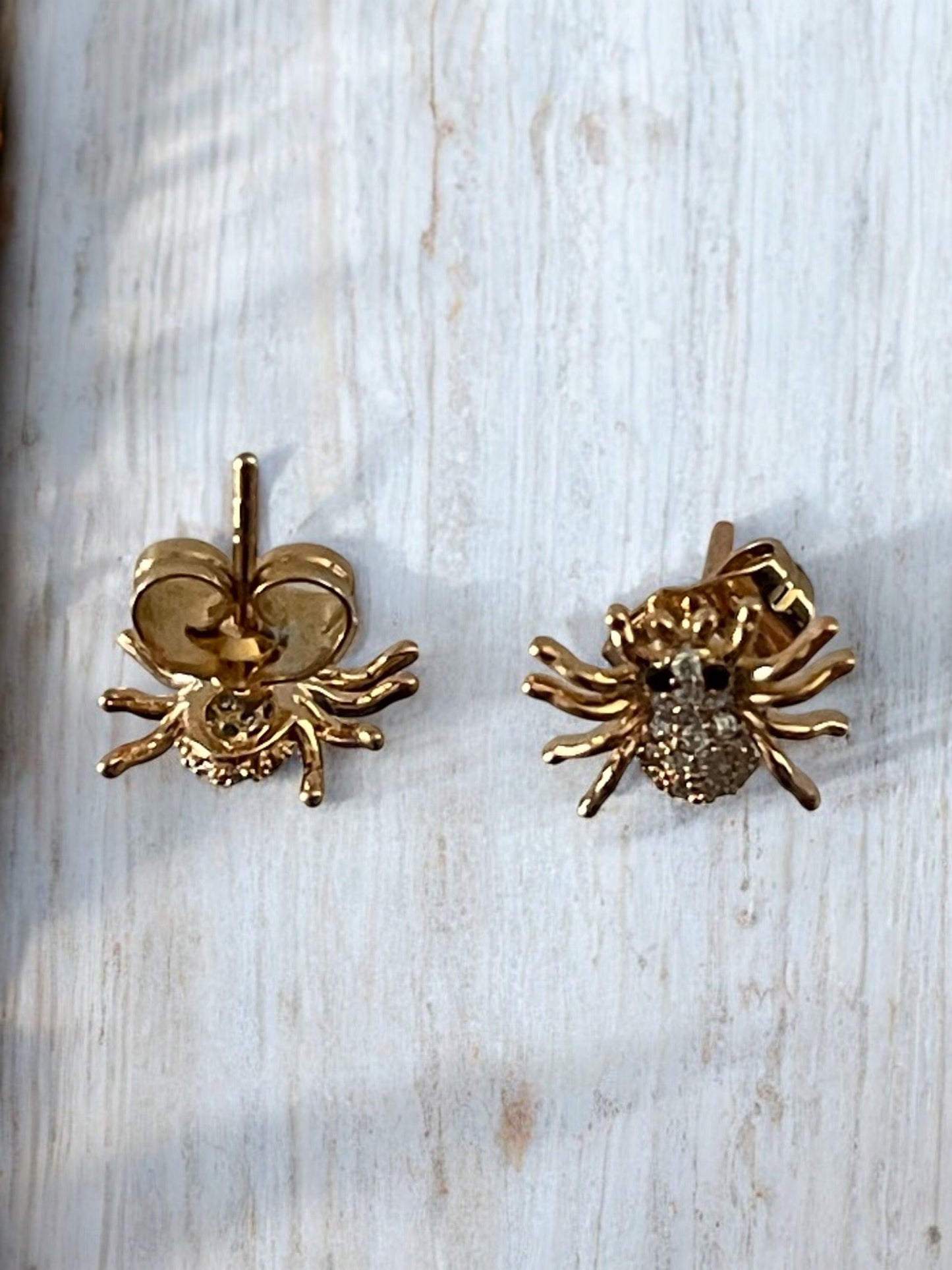 Spider Theme with Cz 18k Gold Electroplated Earrings