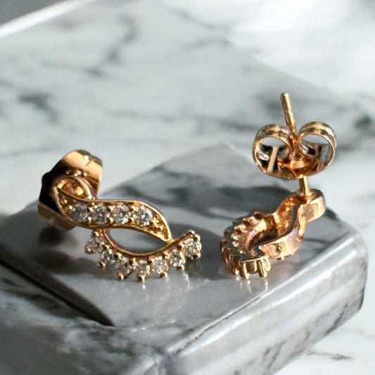 CZ Stone 18k Gold Electroplated Earrings