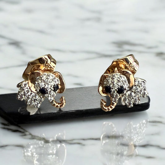 Elephant CZ 18k Gold Electroplated Earrings