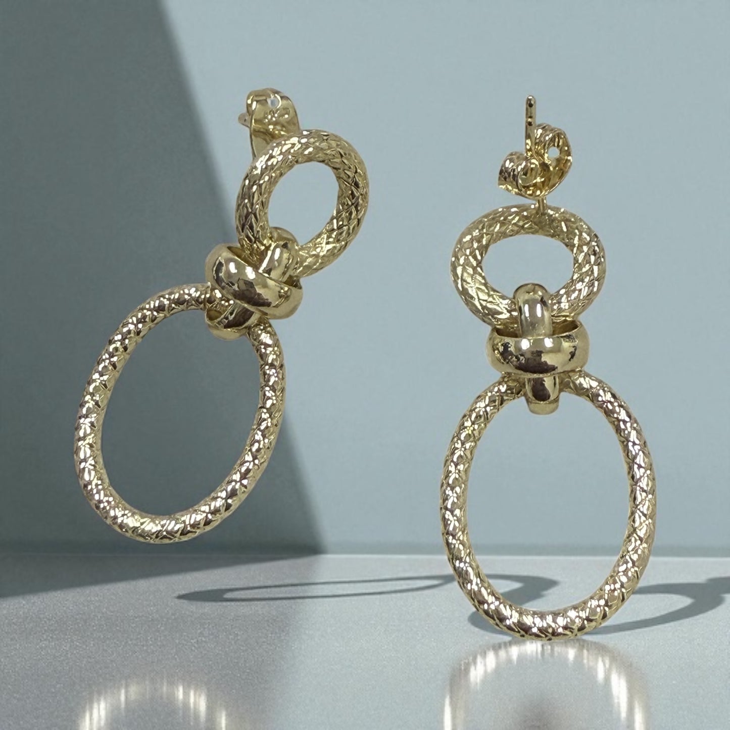 Chain Link Style 14k Gold Electroplated Earrings
