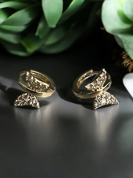 Butterfly CZ 14k Gold Electroplated Earrings
