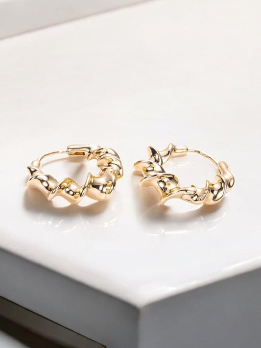 Swirl Style 18k Gold Electroplated Hoop Earrings