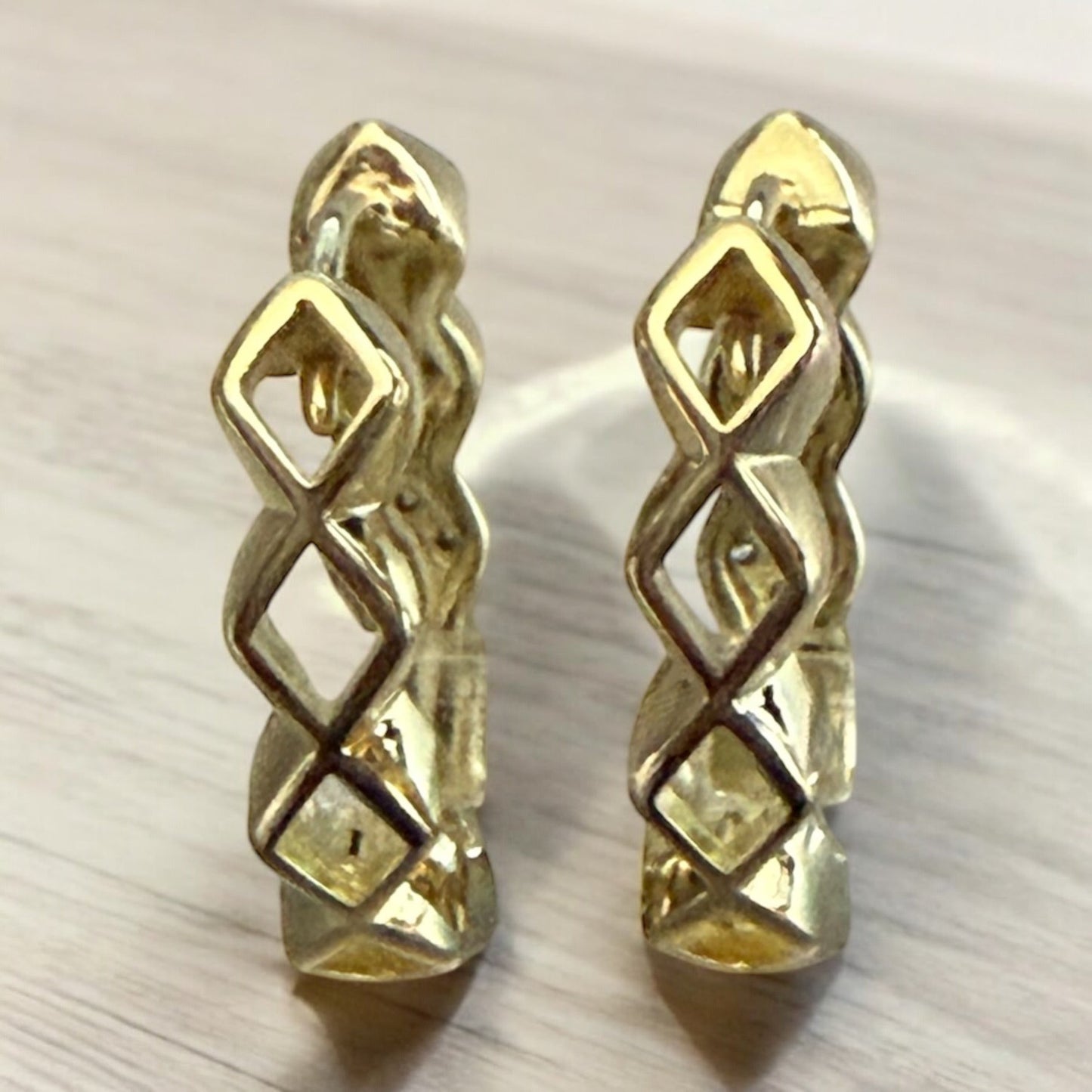 Design wiht CZ Oval 14k Gold Electroplated Earrings