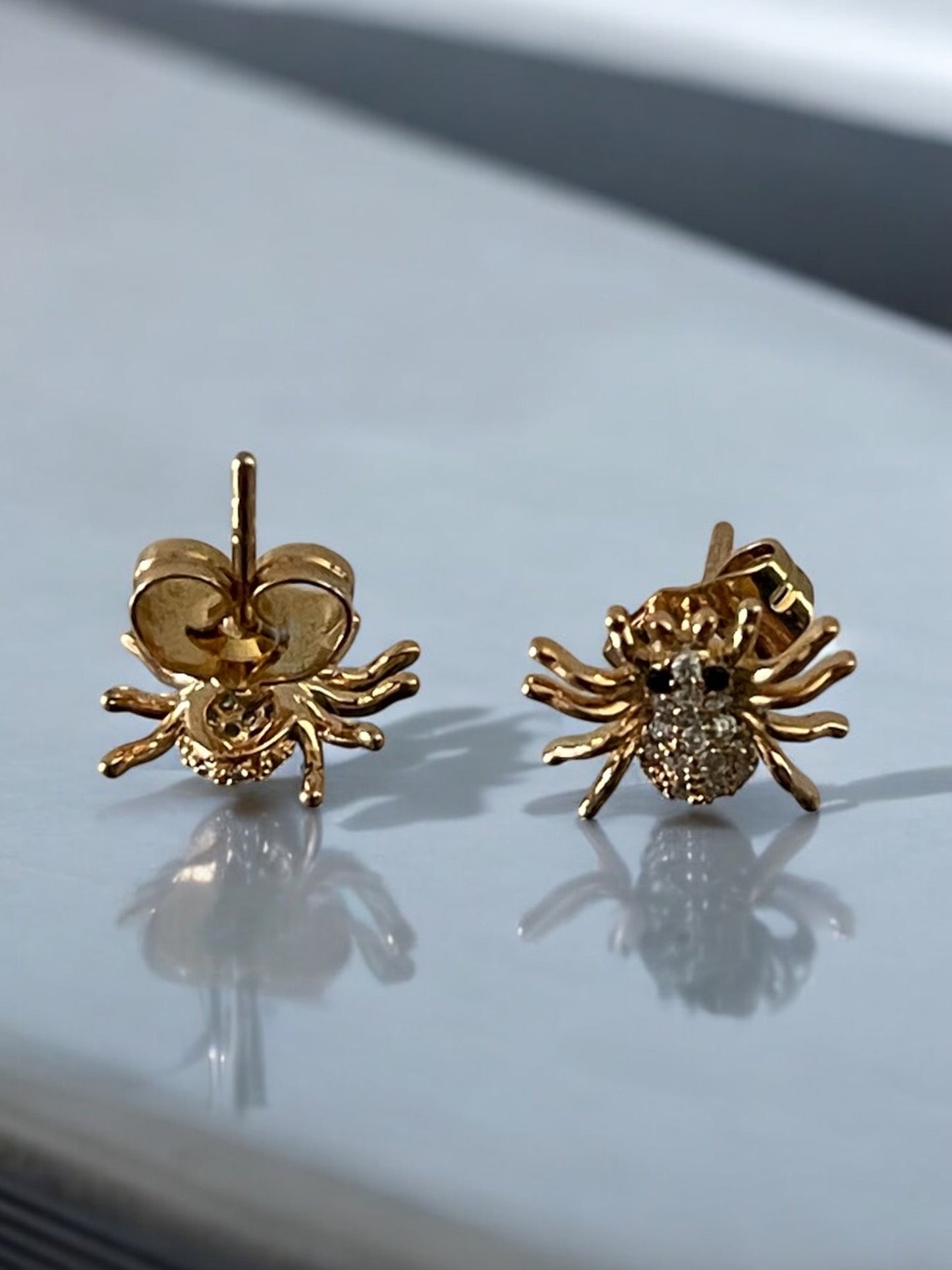 Spider Theme with Cz 18k Gold Electroplated Earrings