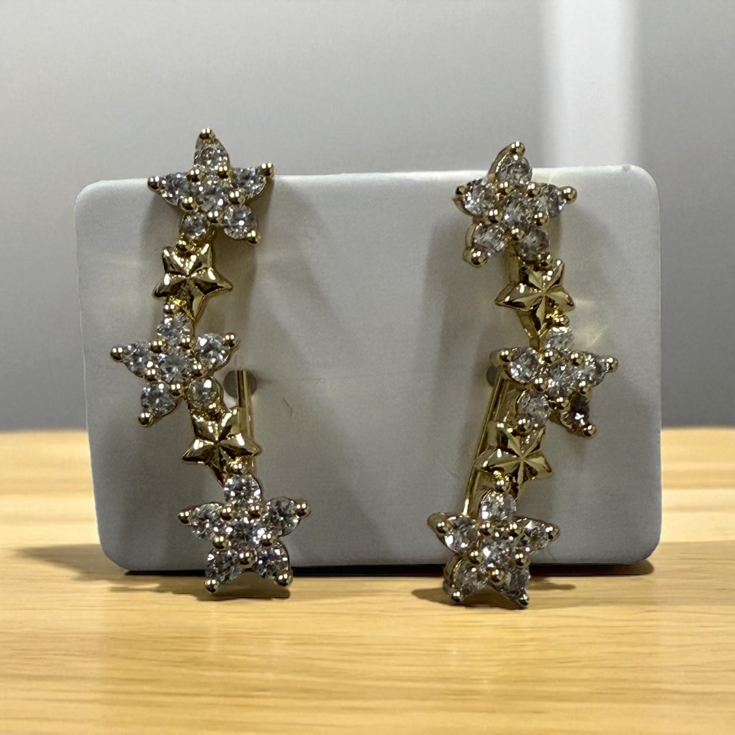 Stars with Cz 14k Gold Electroplated Earrings