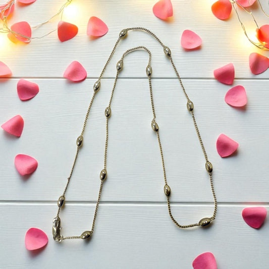 Oval Beaded 14k Gold Electroplated Chain