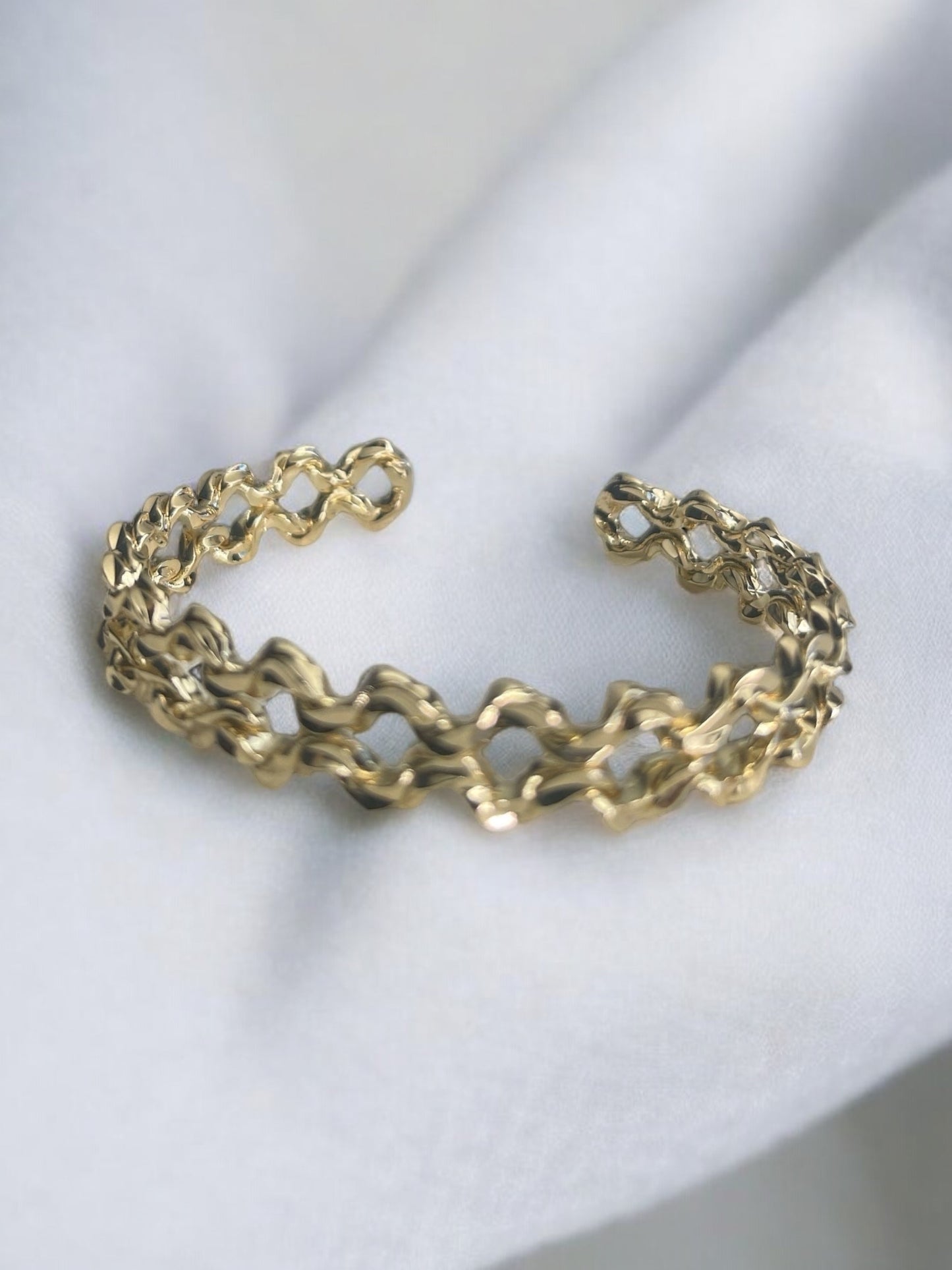 Swirl Design 14k Gold Electroplated Cuff Bracelet