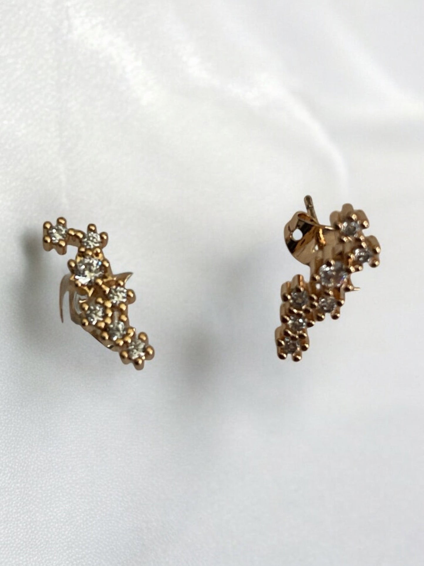 Cluster Design With Cz Stones 18k Gold Electroplated Earrings
