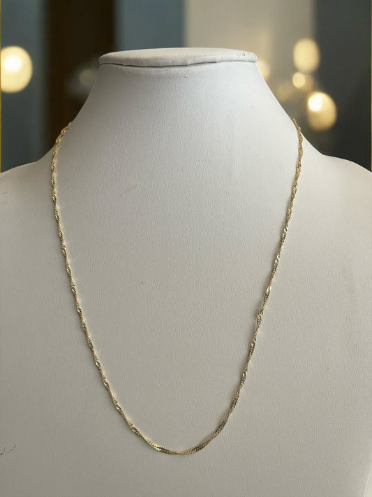 Swirl Diamond Cut 14k Gold Electroplated Necklace