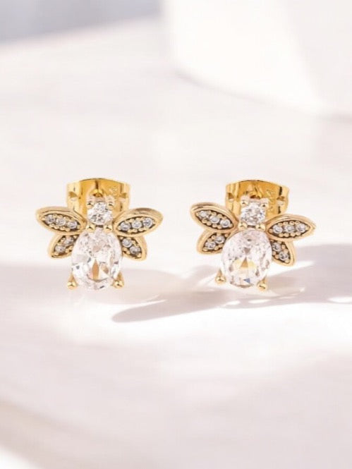Angel Theme with CZ 18k Gold Electroplated Earrings
