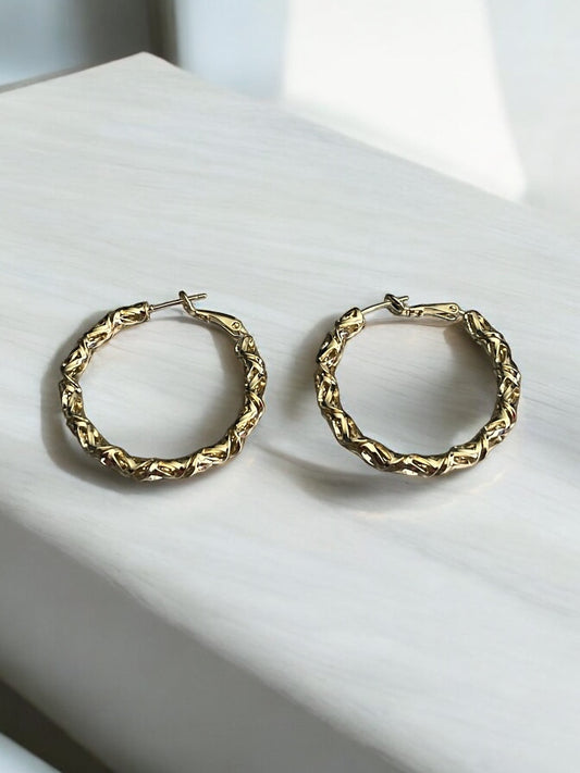 Swirl Design 14k Gold Electroplated Earrings